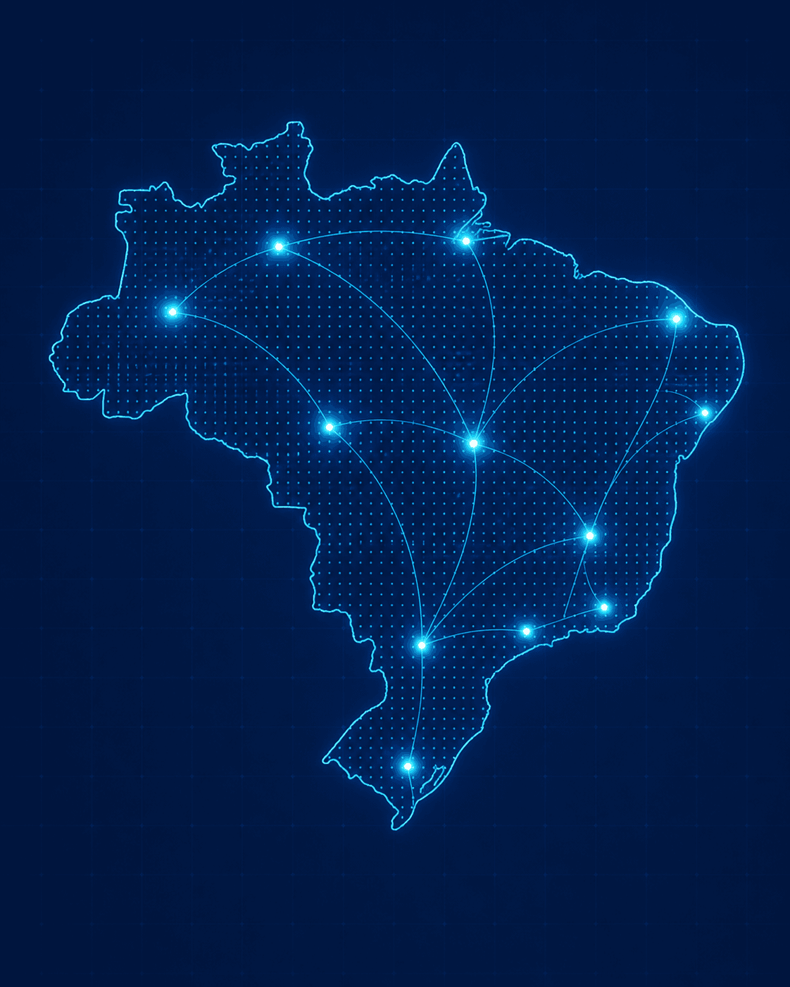 Mapa do Brasil com conexões de dados